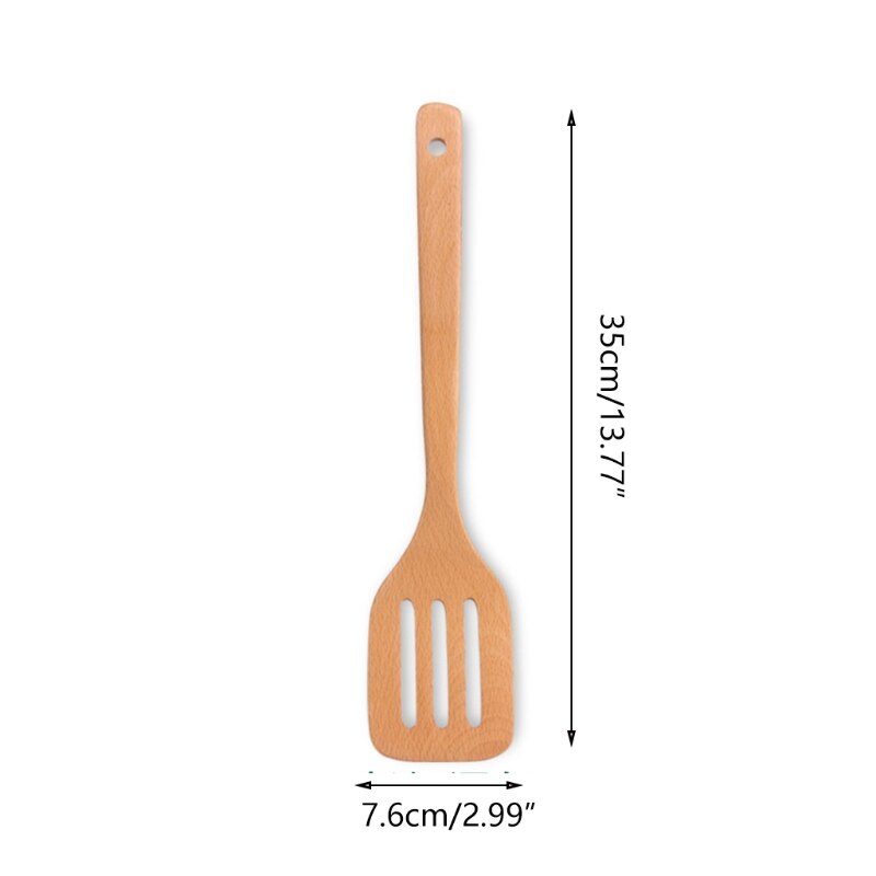 Utensilios de cocina de madera, juego de utensilios de cocina, cuchara de madera Natural, espátula, arroz, sopa, duraderos, sin costuras, antiadherente: 3
