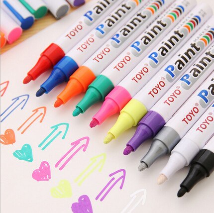 11 pcs TOYO Colored Marker Paint Marker Pen Graffiti Markers School Stationery Office Supply Water-based Permanent Paint Markers