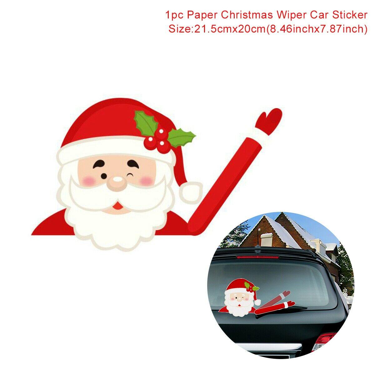 Juledekoration julemanden 3d pvc viftende bil klistermærker styling vinduesvisker mærkater bagrude dekoration: 01