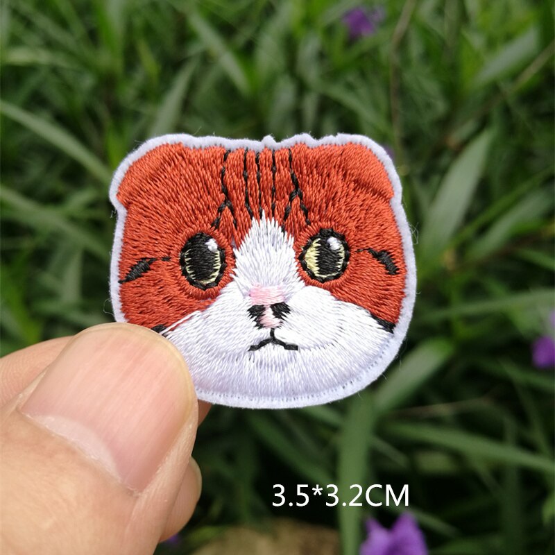 Computer embroidered badge cute little cat animal head embroidered cloth sticker decorative patch sticker: 9