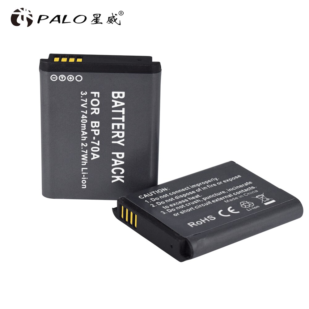 BP-70A BP 70A BP70A rechargeable camera battery 740mAh for Samsung ES65 ES70 TL105 TL110 PL100 Camera SLB-70A battery: 2pcs