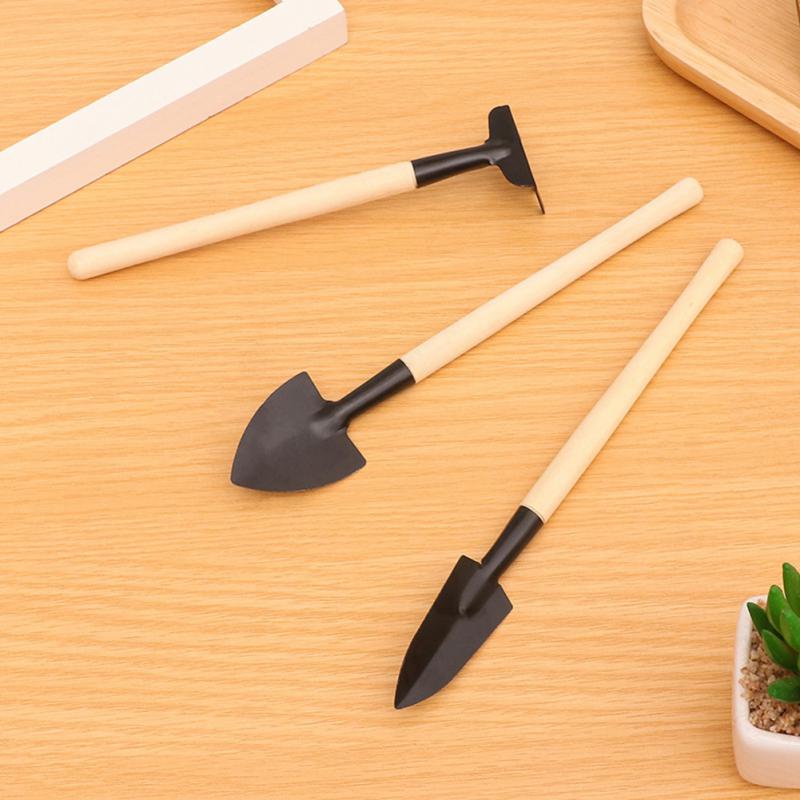 3Pcs/set Mini Shovel Rake Set Shovel For Plants Bonsai Tools Garden Mini Hand Tools Miniature Planting Set Wooden Handle Spade