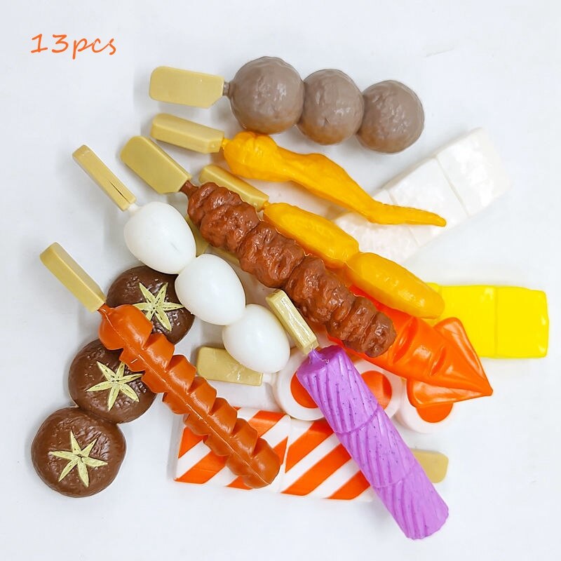 Pretend Food Simulation BBQ Miniature Black BBQ Grill Garden Outdoor Accessory For Doll House Kitchen Decoration Toys: 13pcs