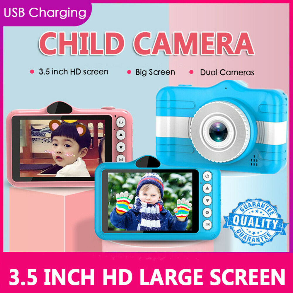 3.5 Inch Full Hd 1080P Kids Kinderen Mini Digitale Camera Voor En Achter Camera 32Gb Geheugenkaart Camcorder voor 3-10 Jaar Oud