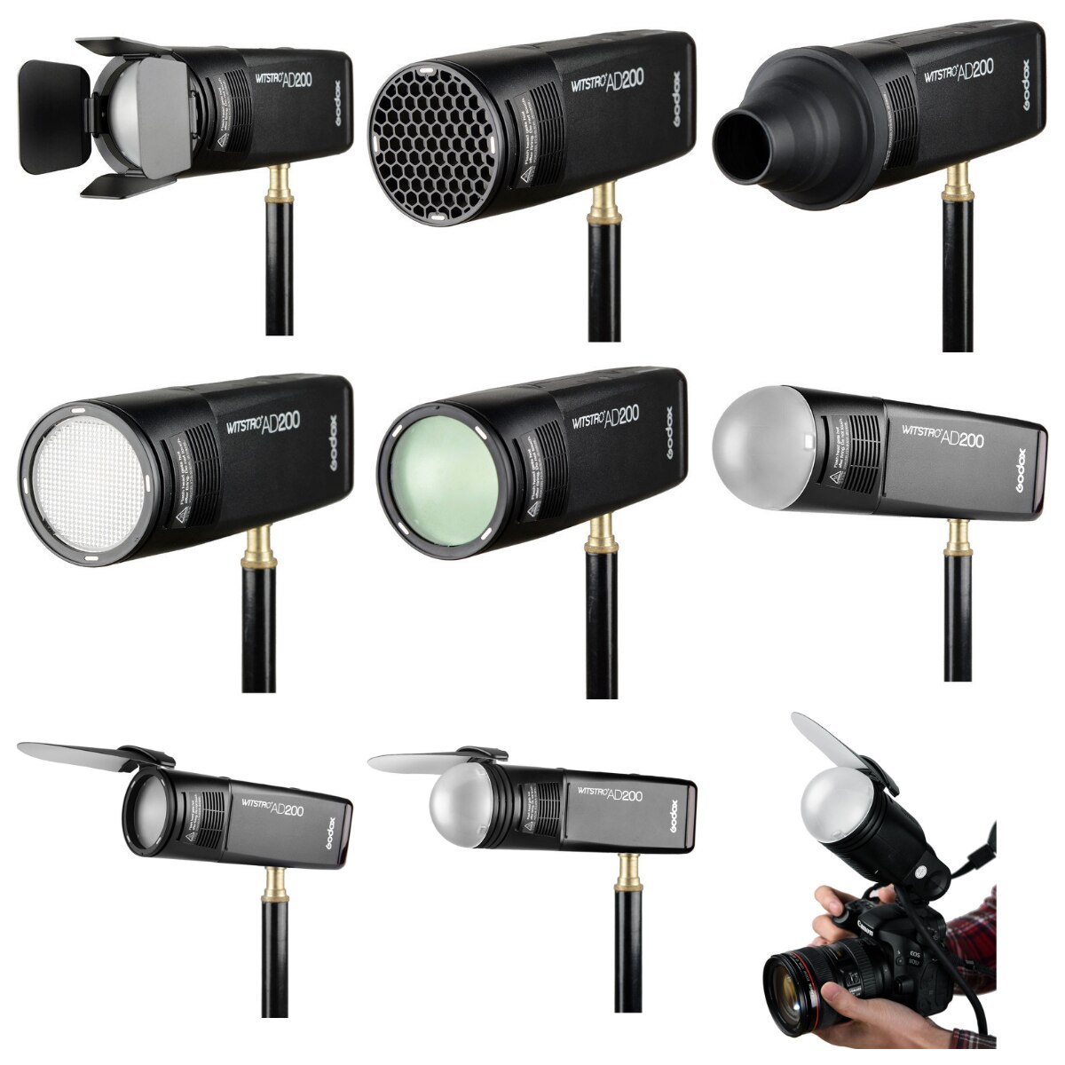 Conjunto de accesorios de repuesto para fotografía, kit para Godox AK-R1 H200R AD200 V1 magnético Visco 2, cabeza redonda, Flash