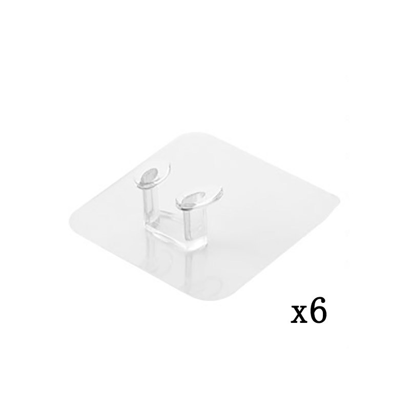 6Pcs Multifunction Power Plug Hook Transparent Wall Hooks Self-adhesive Traceless Power Plug Socket Holder Kitchen Accessories: Default Title