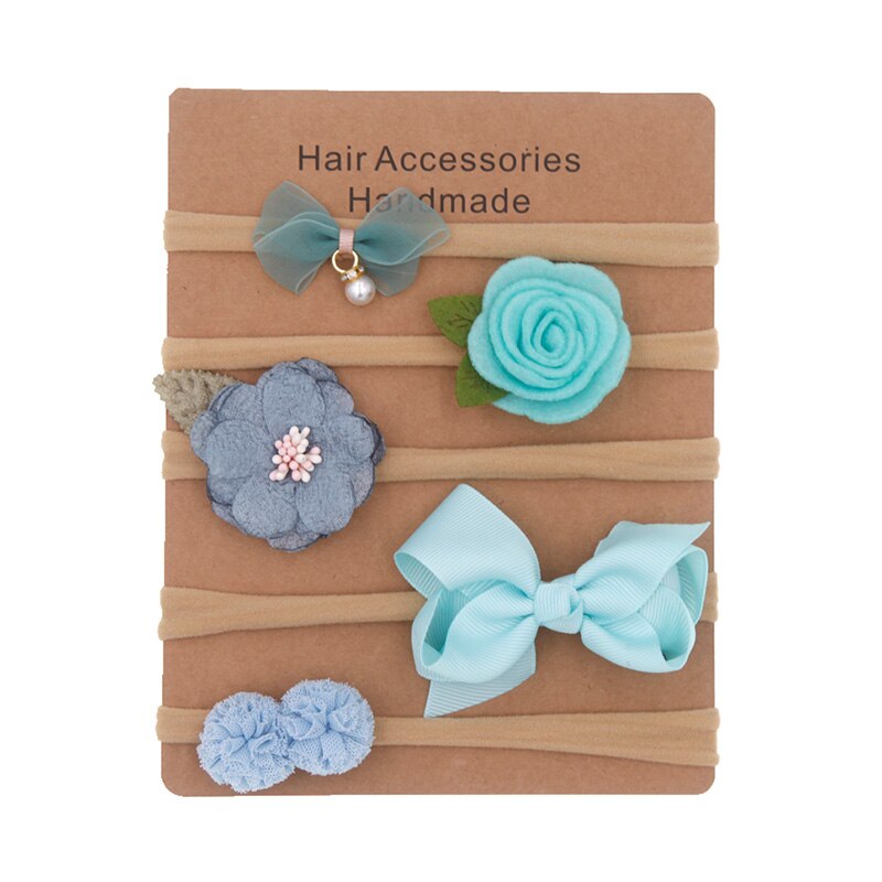 6pcs/set Elastic Flower Headbands for Baby Girls Hair Accessories Baby Girls Bow Nylon Turban Skinny Stretchy Rubber Hair ban: QL