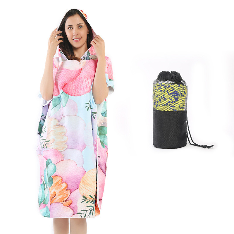 Szybkoschnący szlafrok kąpielowy, ręcznik plażowy z kapturem, ręcznik plażowy dla dorosłych, ponczo, ręczniki damskie, męskie, peleryna robić pływania: 5