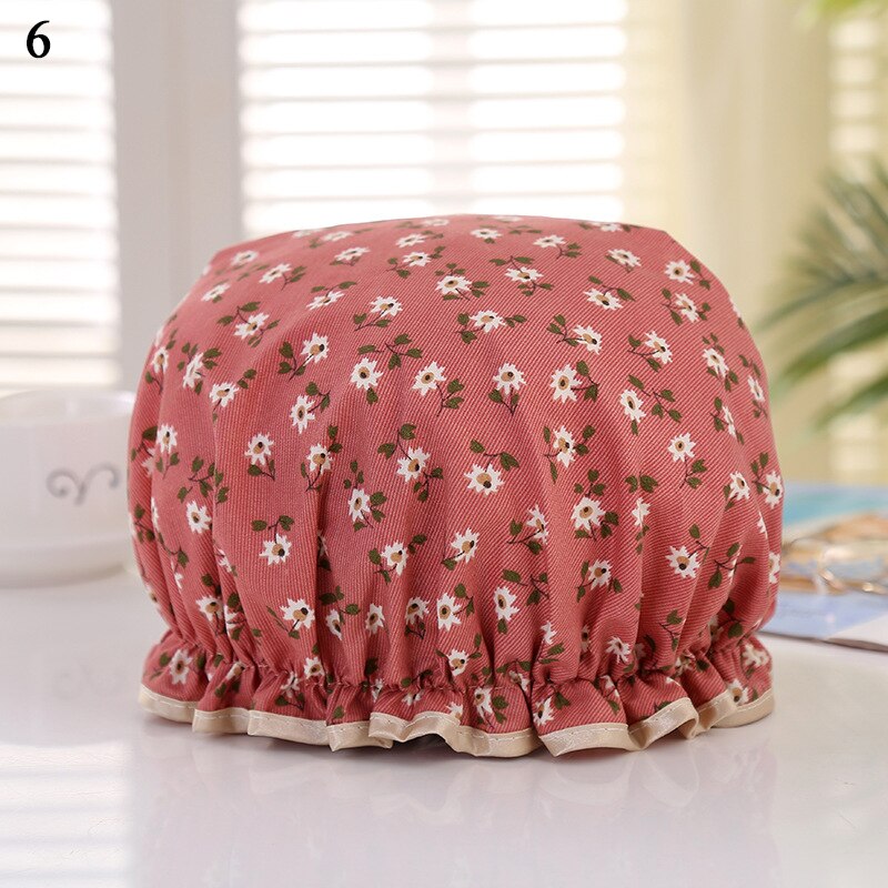 Shower Cap Bathing Waterproof Cap Cute print Daisy Flamingo Anti-smoke Cap Comfortable Bath Hats Bathroom Accessories Hair Cover: 6
