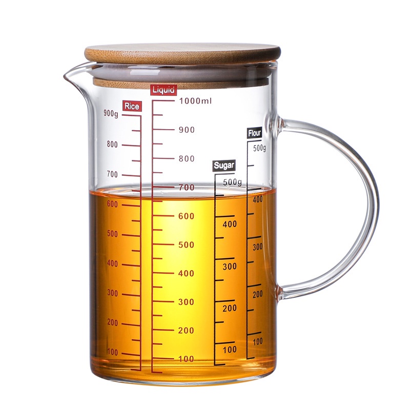 Glass Measuring Cup Household Food Grade High Borosilicate Glass Glass Convenient Durable Measuring Tools And Scales With Handle: light yellow