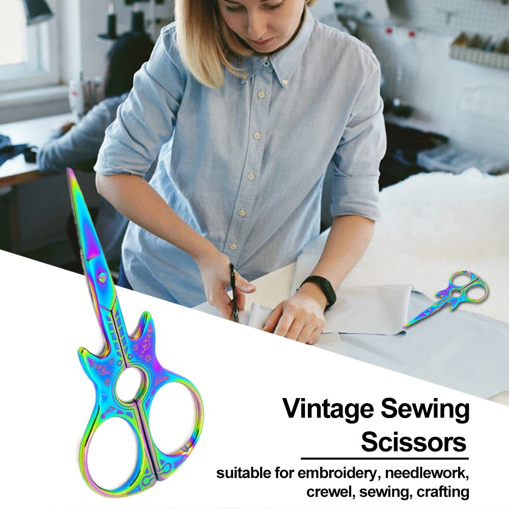 Classic Guitar Embroidery Scissors Stainless Steel Sharp Tip Scissors Sewing Tool for DIY Crafts Art Work Handmade Projects