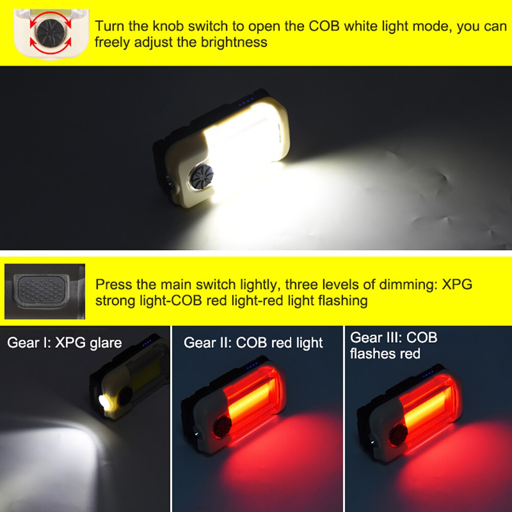 Car LED Inspection Lamp Emergency Light 8000Lm Work Light USB Rechargeable Power Output Folding Magnetic Flashlight