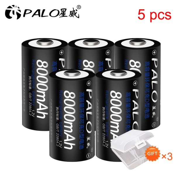 1-8pcs 1.2V ni-mh D size rechargeable battery D battery 8000mAh nimh high capacity current batteries: Blue