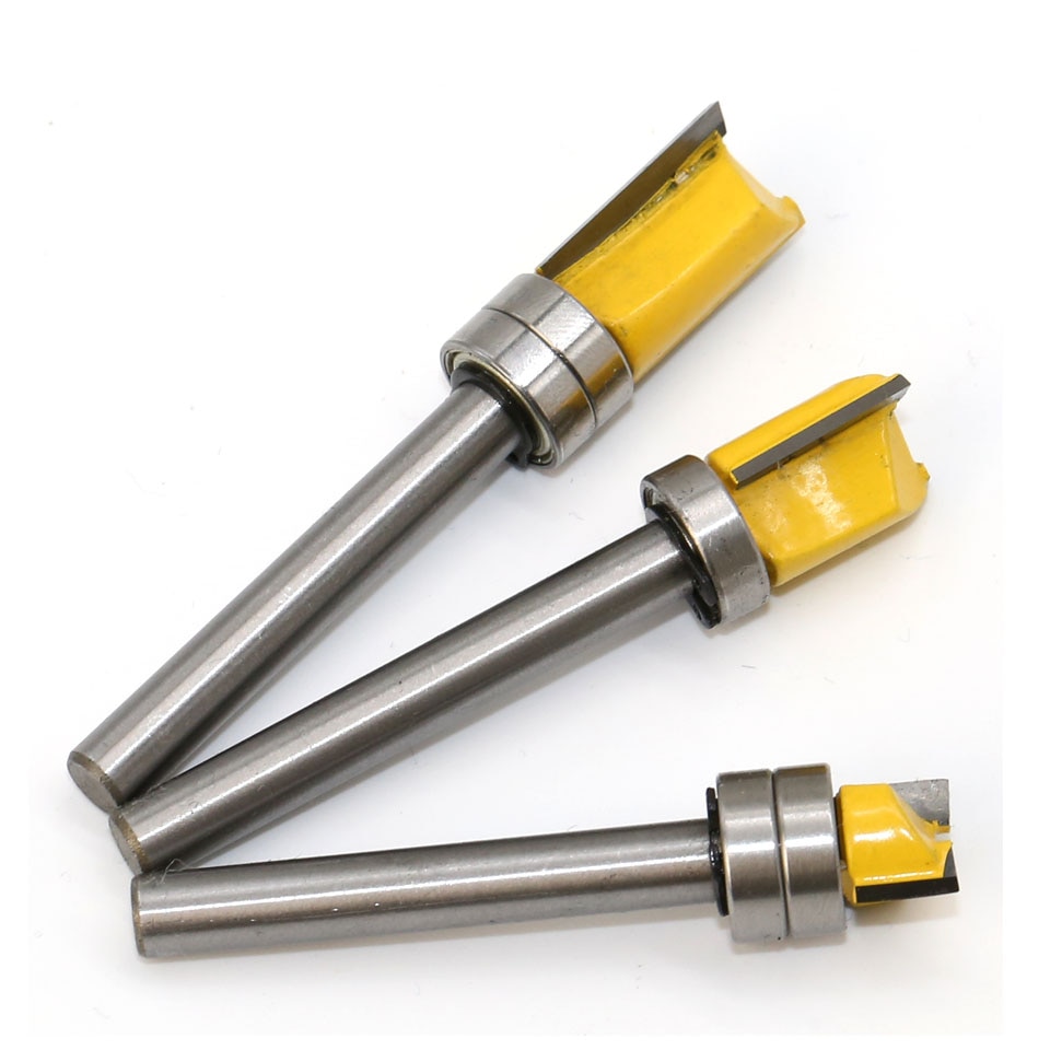 6mm skaft mal trim hengsel freser bit rett endefres trimmer rengjøring flush trim tappefres for trebearbeiding