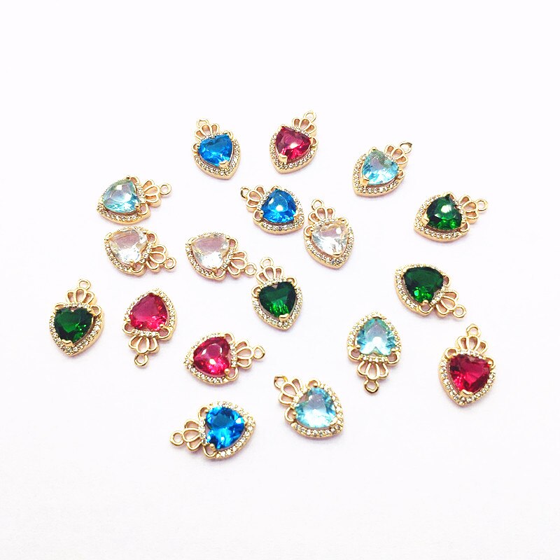 ! 18 x 11mm 50 stk krystall/kubikk zirconia hjerteform sjarm til øredobber gjør-det-selv deler, smykkefunn og komponenter: Tilfeldig blanding