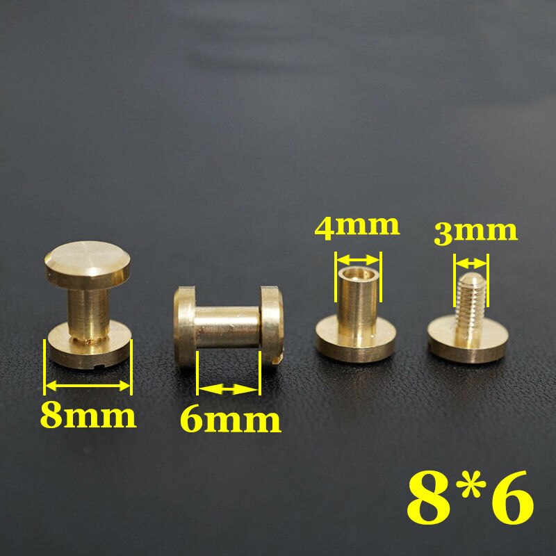 (q1) 50pc massief messing chicago schroef platte kop zadelpen riem schroef lederbewerking