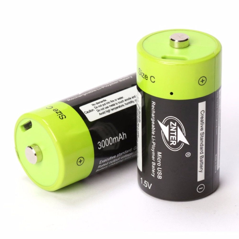 2 stks/partij ZNTER 1.5V 3000mAh oplaadbare batterij C size Micro USB oplaadbare lithium polymeer batterij medische apparatuur batterij
