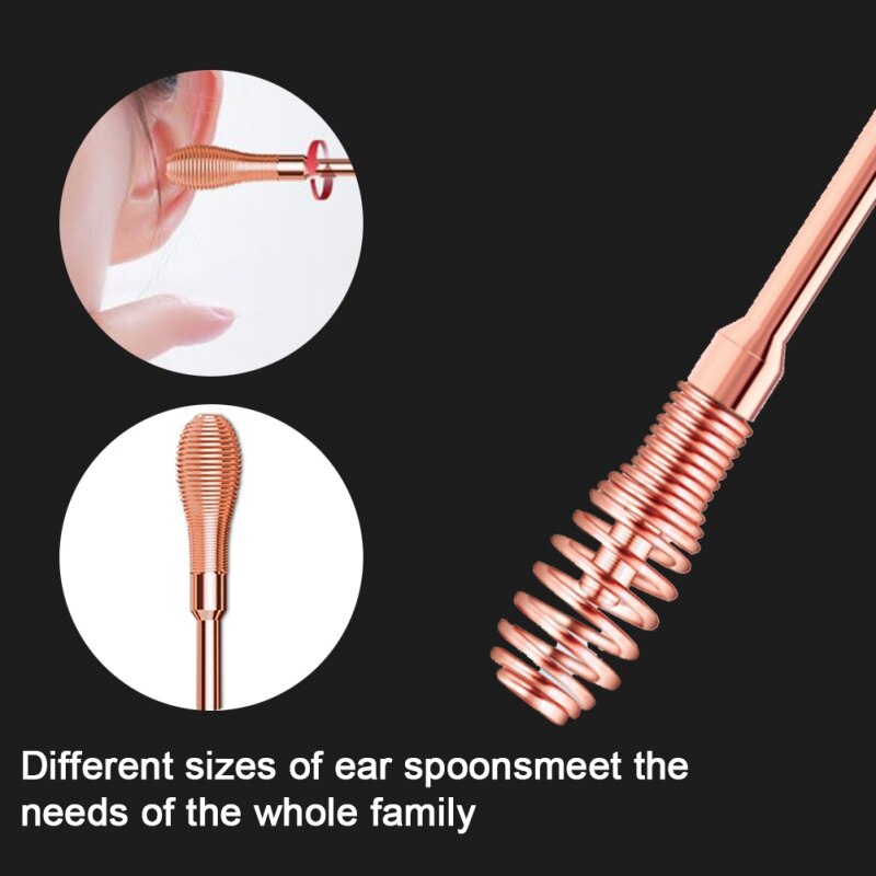 6Pcs Oor Lepel, Schoon Remover Oor Pick Rvs Oor Cleaner Tool Oorsmeer Remover Earpick Set Gezondheidszorg