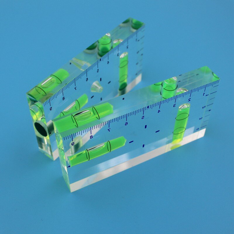HACCURY High Precision Bubble Level Transparent Two Directions Submit Levels Square Column Spirit Level Size 95*51*13mm