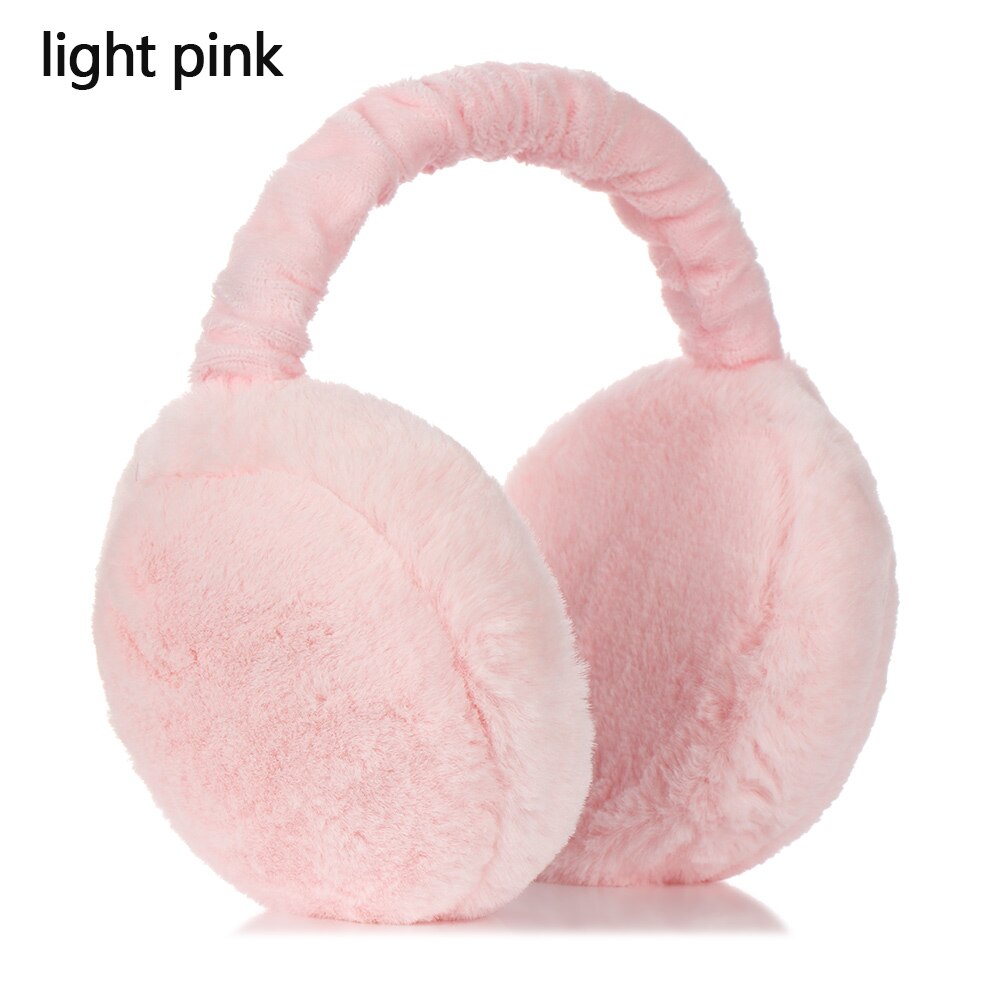 Faux Fur solid color ladies earmuffs autumn and winter warm and comfortable unisex skiing Fur headphones cute Adjustable: light pink