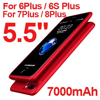 Batterij Case Voor Iphone 6 S 6 S 7 8 5000/7000Mah Power Bank Opladen Case Voor Iphone 8 Plus 6/7 P Externe Batterij Oplader Cover: Red 6P 6SP 7P 8P