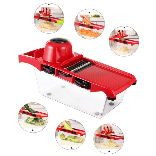 10 pièces/ensemble manuel pomme de terre trancheuse légumes fruits Cutter inox Mandoline oignon éplucheur carotte râpe Dicer outils de cuisine: 10pcs set with box