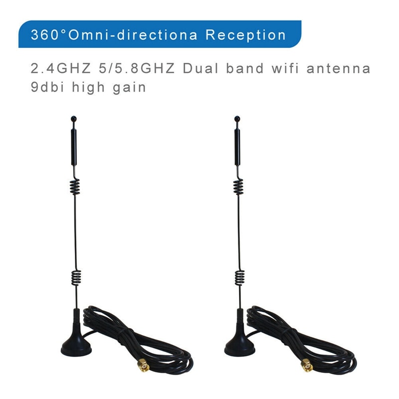 9 dbi rp-sma 2.4 ghz 5 ghz high gain wifi-routerantenn för trådlös ip-kamera