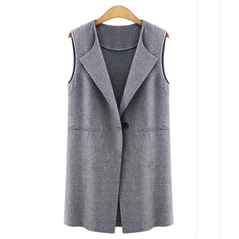 Spring Autumn Womens Sleeveless Vest Jacket Long Coat Cardigan Gilets Vest Outwear Coat Cardigan Veste