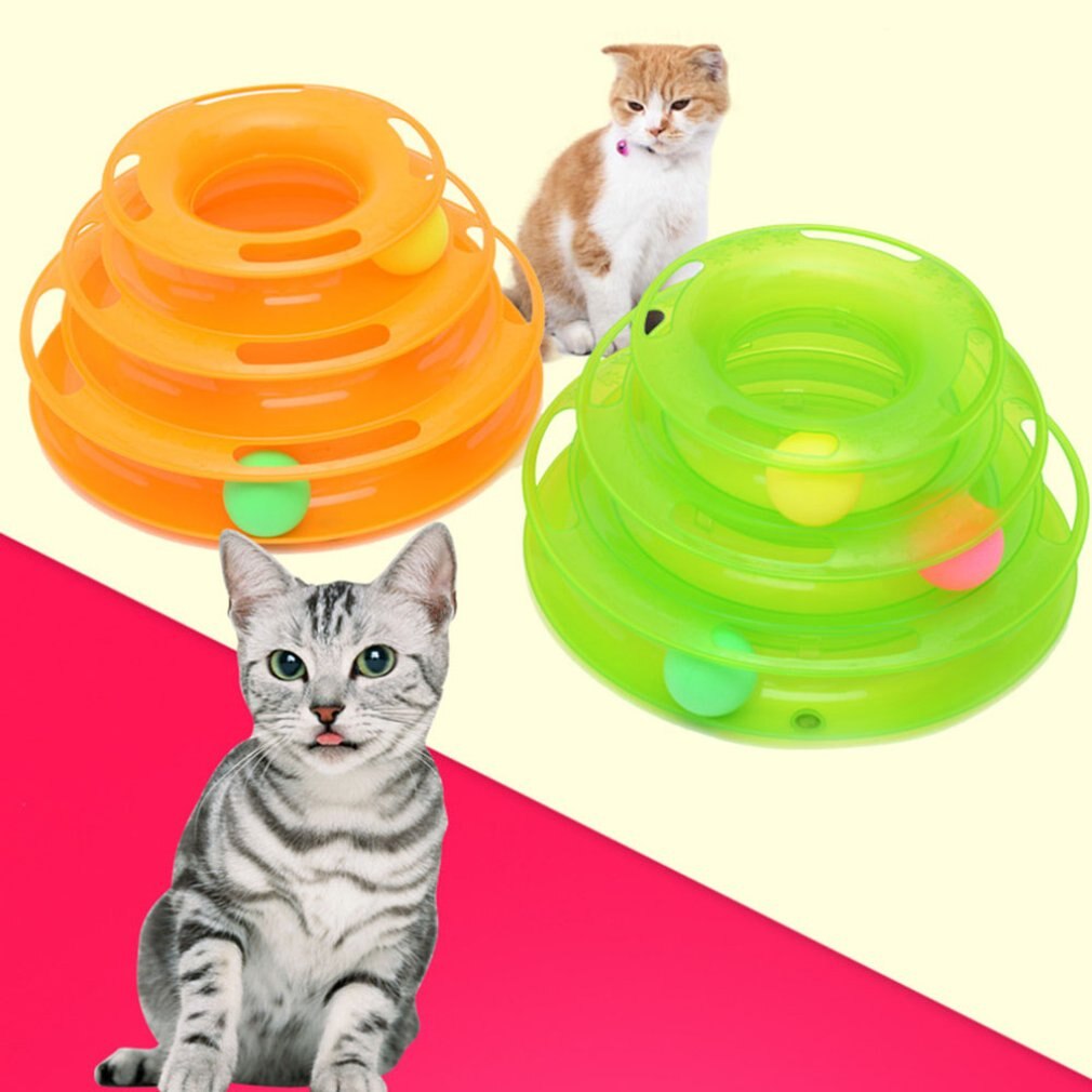 3 niveaux chat jouet drôle tour pistes disque chat pistes jouets formation Intelligence Amusement plaque chat balle jouets pour chats