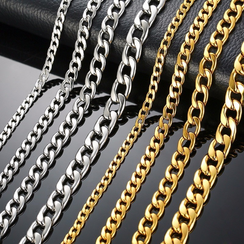 HANDSOME MEN'S FILLED BOXCHAIN CUBA LINK CHOKER FIGARO CHAIN NECKLACE IN ENDURABLE STAINLESS STEEL MALE FEMALE JEWELRY