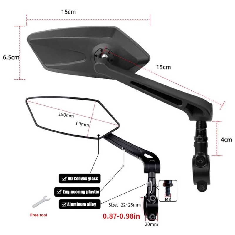 Reflector de espejo retrovisor para bicicleta, espejo de manillar giratorio ajustable, retrovisor transparente, accesorios para bicicleta y patinete eléctrico