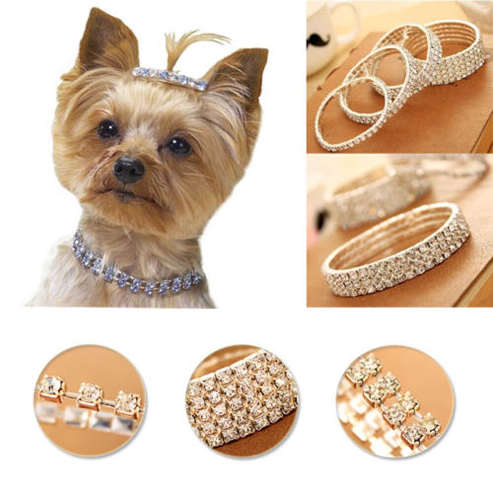 Witte Hond Kraag Mooie Huisdieren Leuke Mini Hond Bling Strass Chocker Halsbanden Fancy Chihuahua Hond Ketting @ 40