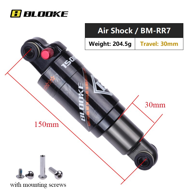 BLOOKE-amortiguador trasero de aire único para bicicleta eléctrica, suspensión de choque para Scooter de montaña, 125, 150, 165, 190 MM: 150MM