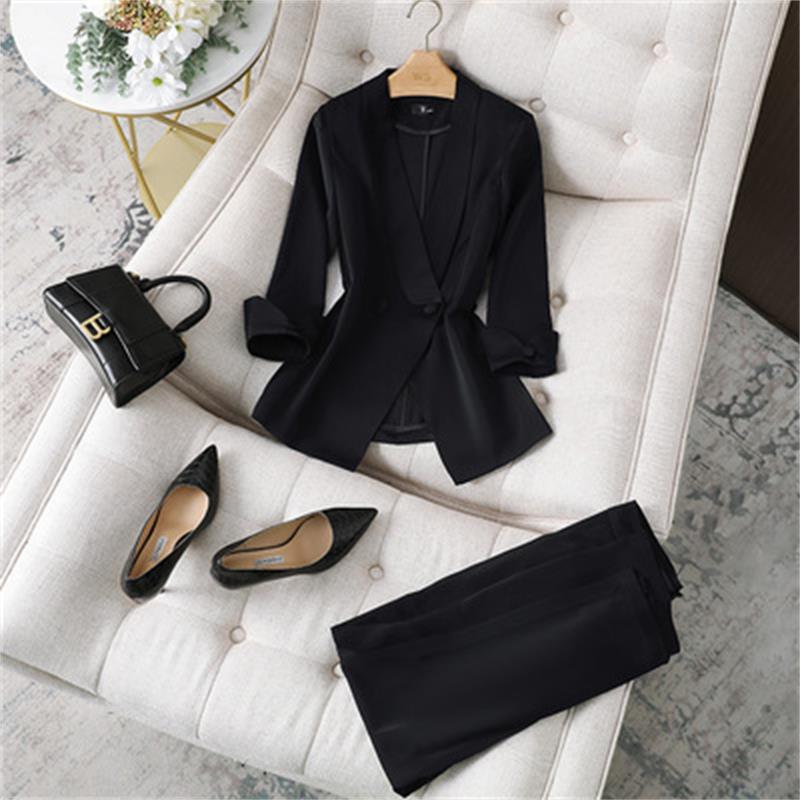 Zomer Herfst Vrouwen Broek Twee Stuk Pak Paars Blazer Jas En Broek Pak Kantoor Dragen Dames Suits Vrouwelijke sets Maat S-4XL: 2 / 4XL