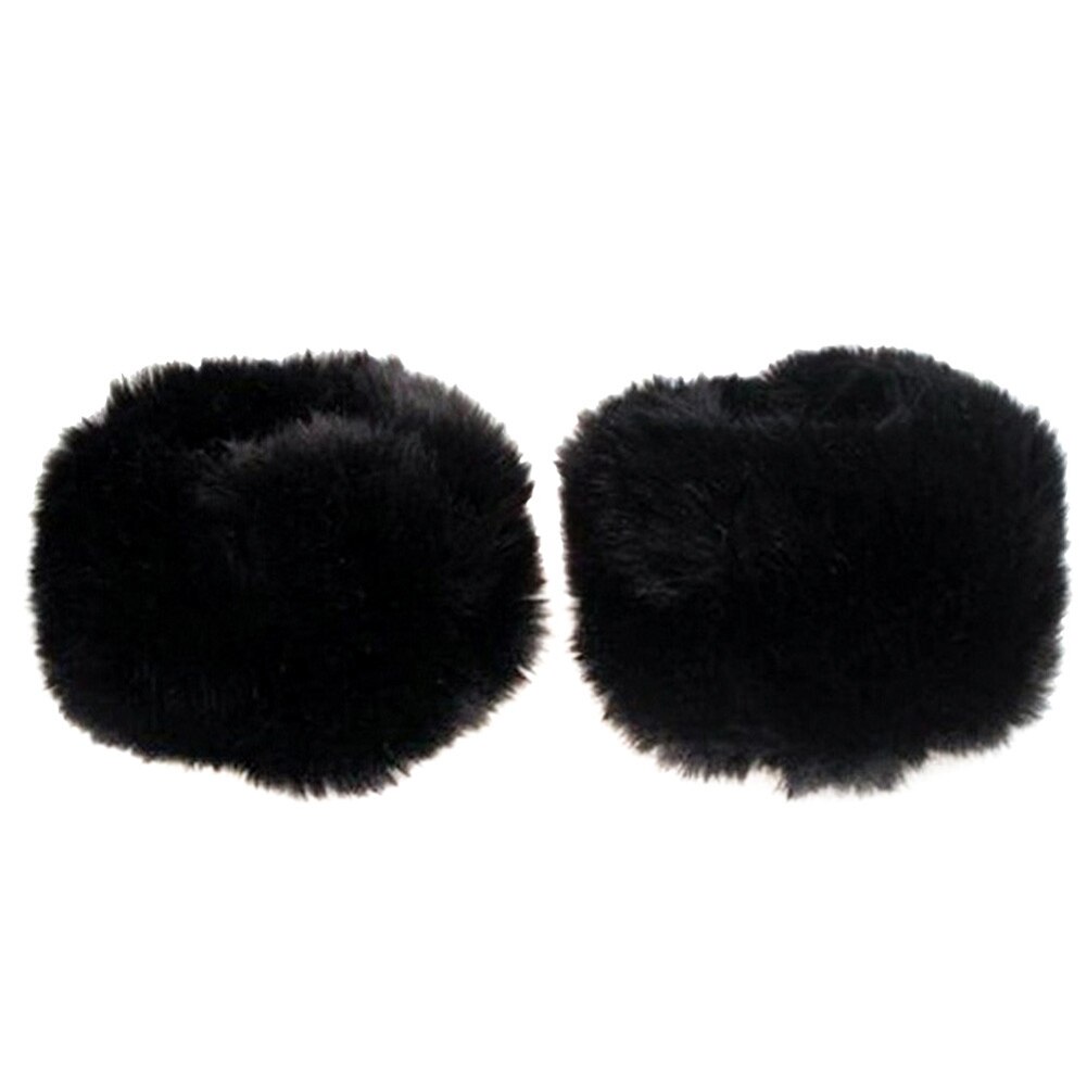 Chauffe-bras en fausse fourrure pour femme, manchettes détachables, doux, en peluche, accessoires épais: Black