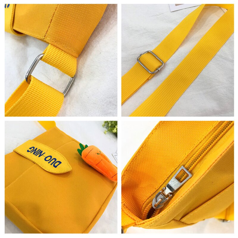 Casual Vrouwen Messenger Bags Leuke Canvas Wortel Meisjes Crossbody Tassen Student Schoudertas Dames Kleine Handtassen School