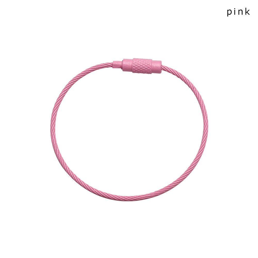 LLavero de alambre de acero inoxidable para escuela, suministros de oficina, herramienta de senderismo al aire libre, nuevos juegos de escritorio, 10 Uds.: pink