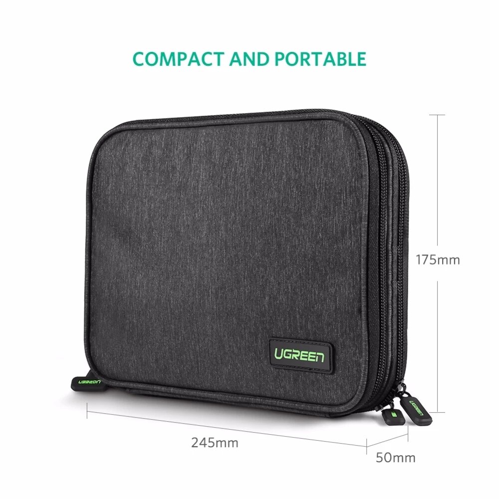Ugreen harddisk veske power bank veske oppbevaring bæreboks for ipad mini iphone ssd ekstern harddisk disk usb kabel bag