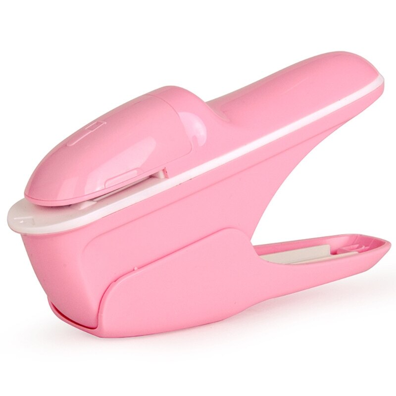 No Staples Nail Free Stapler Mini Cute Paper Book Binding Stapling Machine Stapleless Staplers Stationery Office Supplies: Pink
