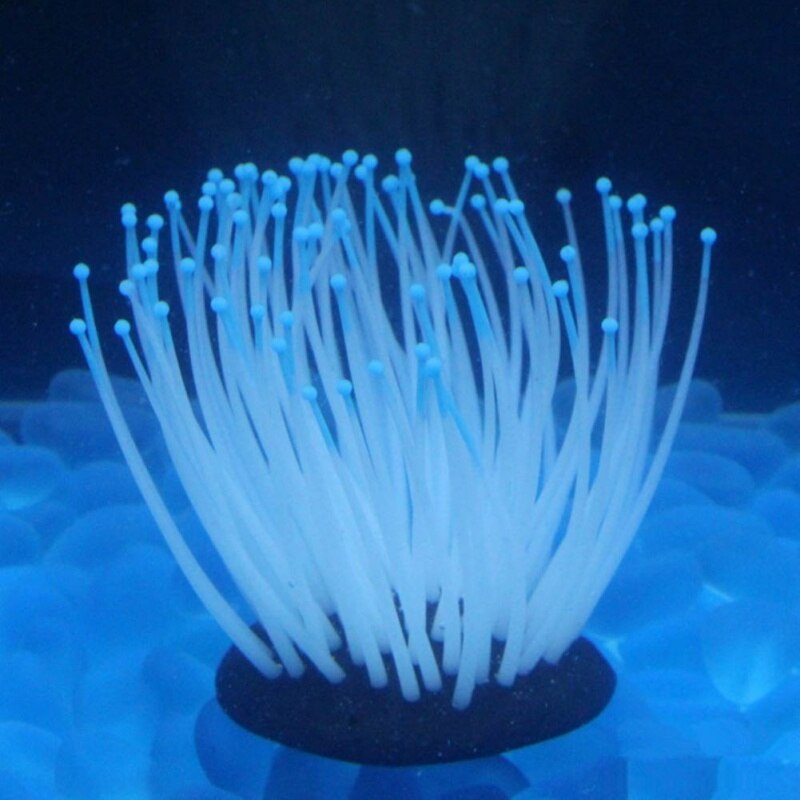 Fish Tank Glowing Decor Effect Artificial Silicone Plant Sea Anemone for Fish Tank Decoration Aquarium Ornament: Blue