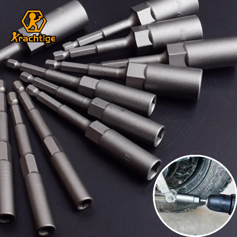 Krachtige 65mm/80mm/150mm douilles à douille hexagonale jeu de pilotes d'écrou pilotes d'écrou pilotes électriques perceuses électriques pilotes à percussion outils de réparation