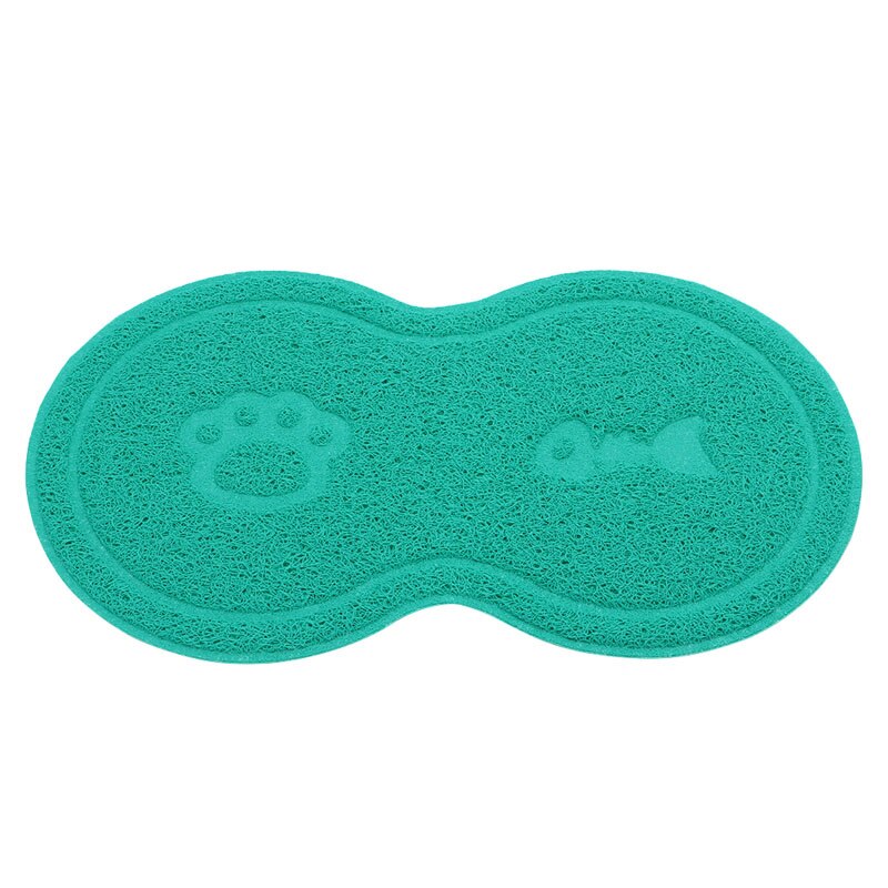 Cat Bowl Mat Dog Pet Feeding Water Food Dish Tray Wipe Clean Floor PVC Placemat: Blue