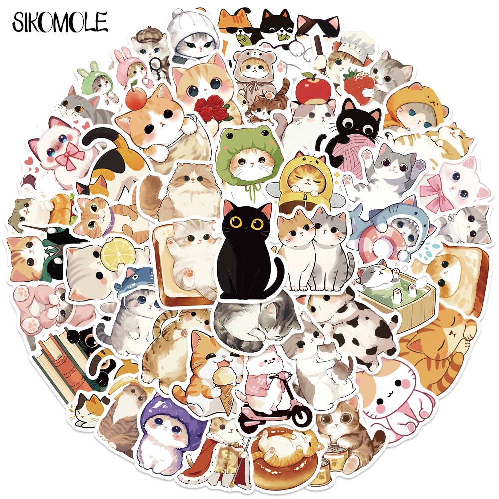 10/30/50PCS Cartoon Cute Cute Cat Stickers Animals Decals DIY Laptop Guitar Skateboard Waterproof Car Graffiti Sticker Kids