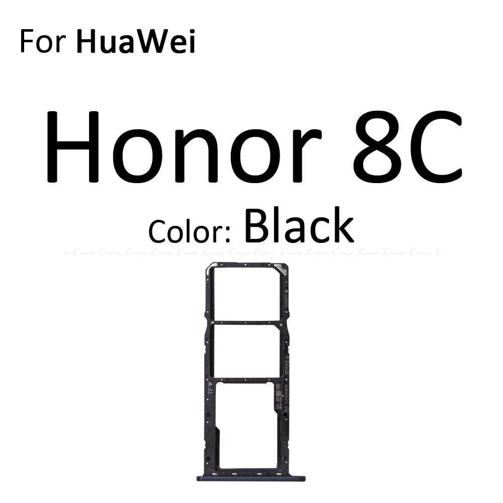 Sim Card Socket Slot Tray Reader Holder Connector Micro SD Adapter Container For HuaWei Honor 8C 8X 8A Pro Replacement Parts: For Honor 8C Black