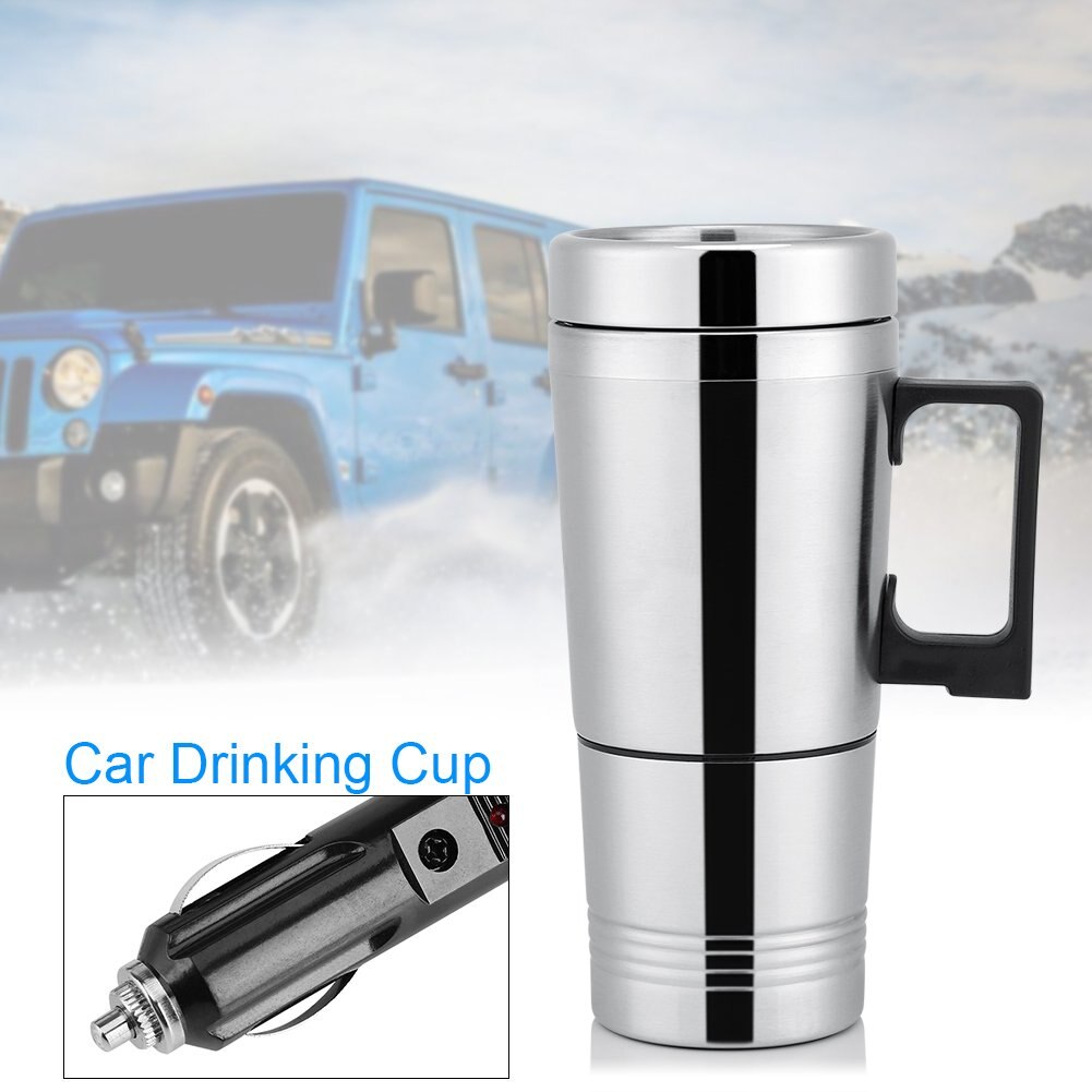 Bouilloire de chauffage de voiture, Simple 12V 300Ml Portable dans la machine à café de voiture théière véhicule chauffage tasse couvercle bouteille d&#39;eau extérieure électrique