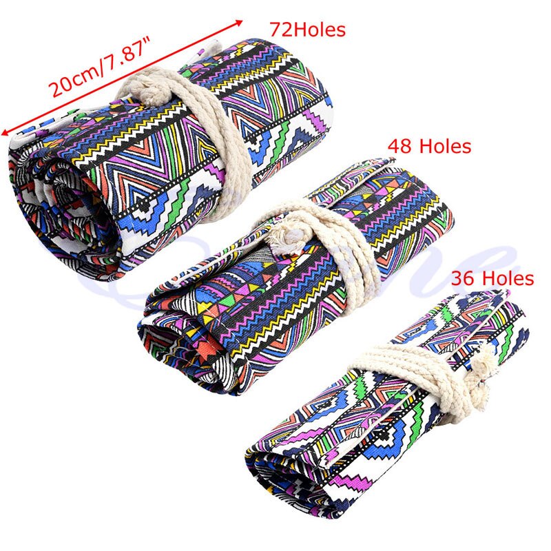 36/48/72 gaten canvas oprolbare potlood pennenzak houder opberghoes