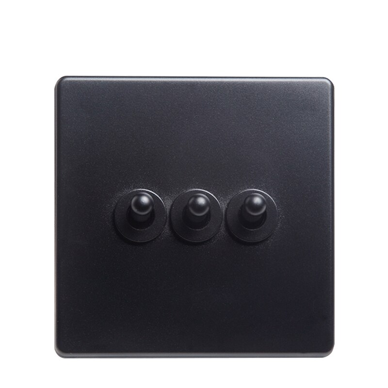 Retro Switch Brass Toggle Switch Wall Power Switch Lamp Light Dual Control 2Way Switch Black Plastic Matte Frame: 3 Gang 2 Way