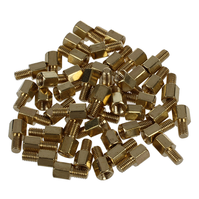 50 Pcs Brass Screw PCB Standoffs Hexagonal Spacers M3 Male x M3 Female 5mm: Default Title