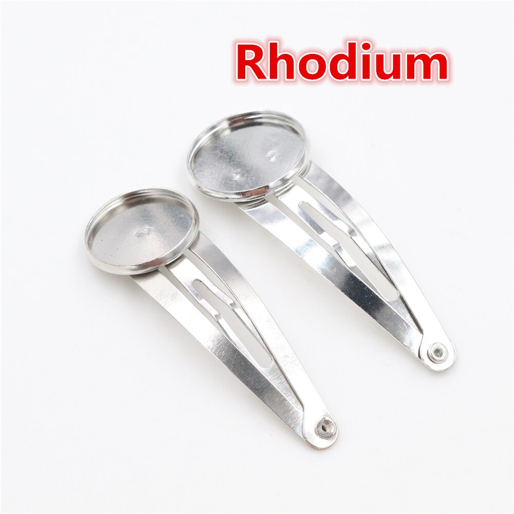 16mm 18mm 10 sztuk wysokiej jakości brązu posrebrzane pręt materiał miedziany spinka robić włosów spinki robić włosów baza ustawienie Cabochon kamea: Rhodium / 16mm