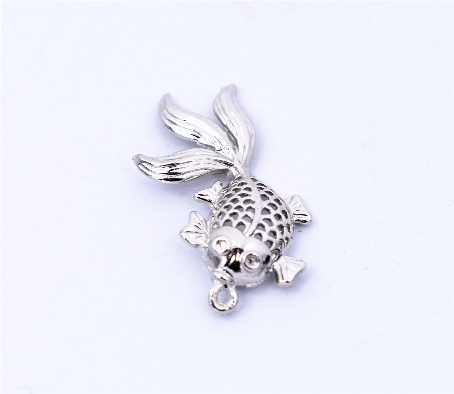 10 Stks/partij 33X18 Mm 4 Kleuren Plated Koper Materiaal Hollow Goldfish Bedels Hanger Diy Handgemaakte Sieraden Accessoires: Rhodium